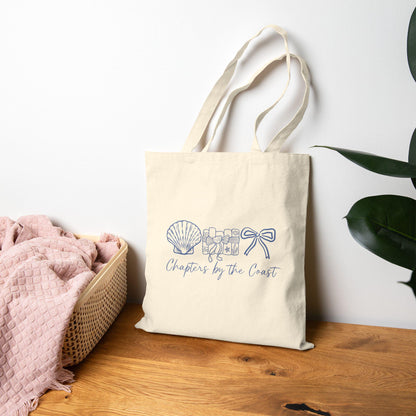 Seashells and Bow Tote Bag | Chapters by the Coast beach illustration