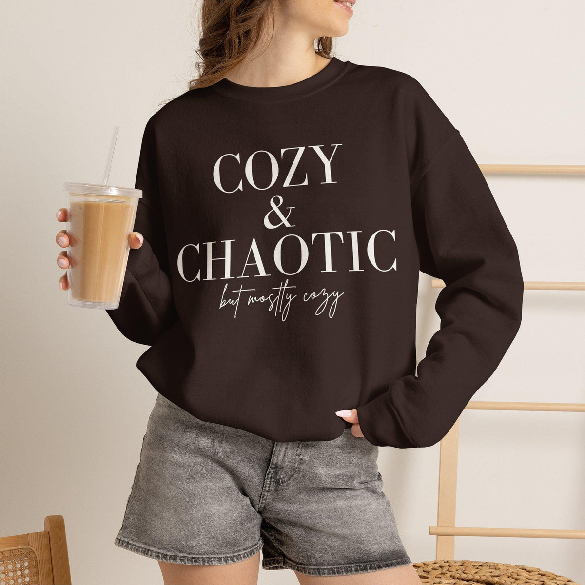 Cozy & Chaotic Crewneck Sweatshirt, Funny Mom Gift, Comfy Fall Pullover, Gift for Her