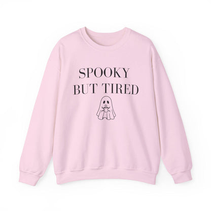 Spooky But Tired Crewneck, Ghost Coffee Sweatshirt, Halloween Crewneck