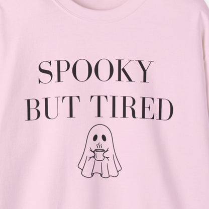 Spooky But Tired Crewneck, Ghost Coffee Sweatshirt, Halloween Crewneck
