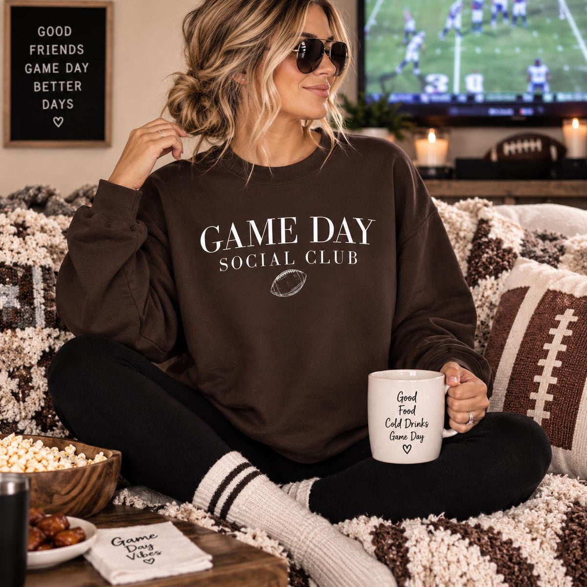 Game Day Social Club Sweatshirt, Cozy Football Crewneck, Football Mom Gift