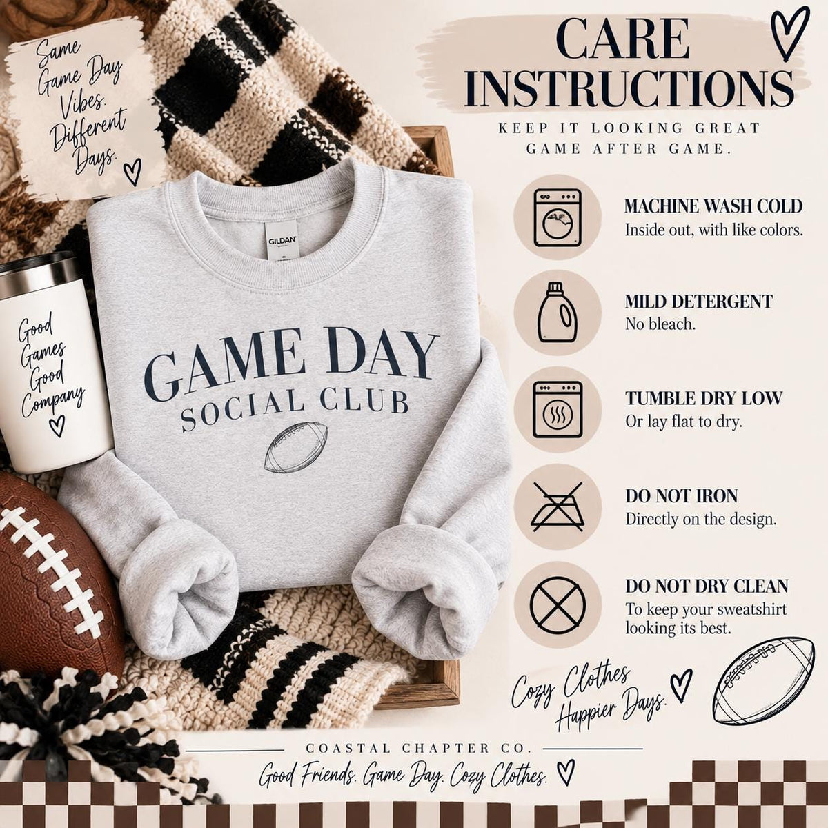 Game Day Social Club Sweatshirt, Cozy Football Crewneck, Football Mom Gift