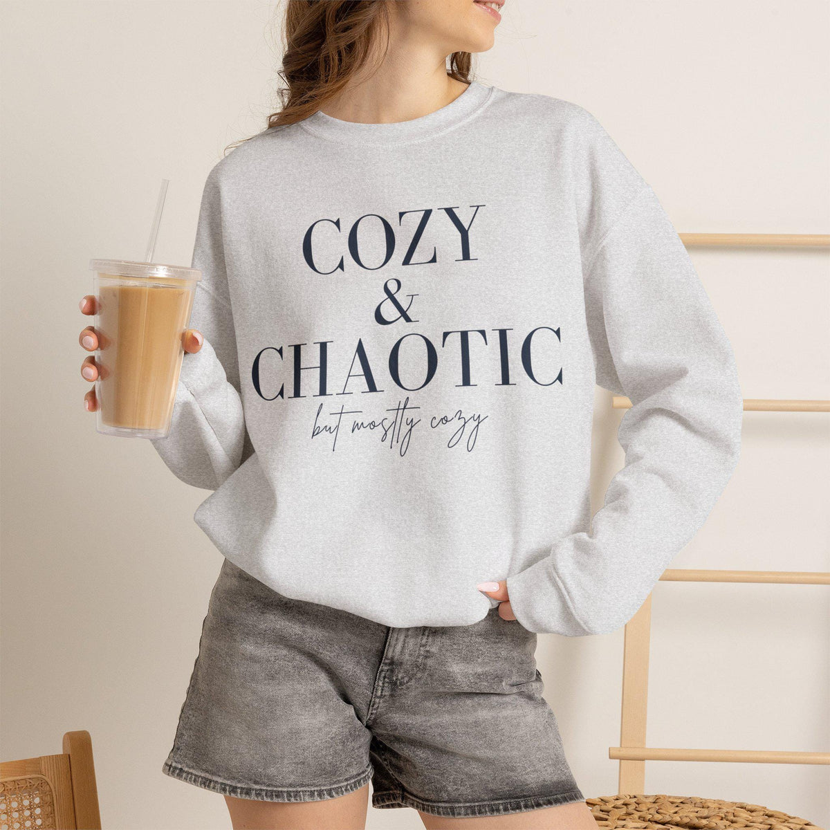 Cozy & Chaotic Crewneck Sweatshirt, Funny Mom Gift, Comfy Fall Pullover, Gift for Her
