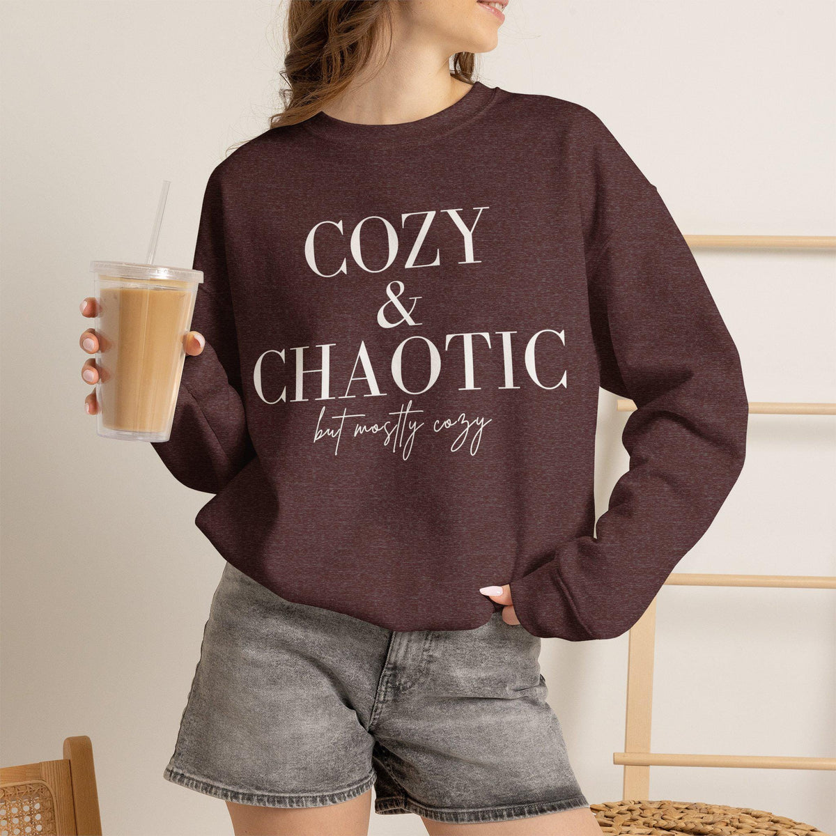 Cozy & Chaotic Crewneck Sweatshirt, Funny Mom Gift, Comfy Fall Pullover, Gift for Her