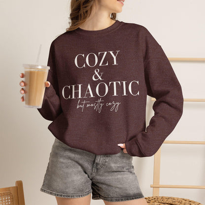 Cozy & Chaotic Crewneck Sweatshirt, Funny Mom Gift, Comfy Fall Pullover, Gift for Her
