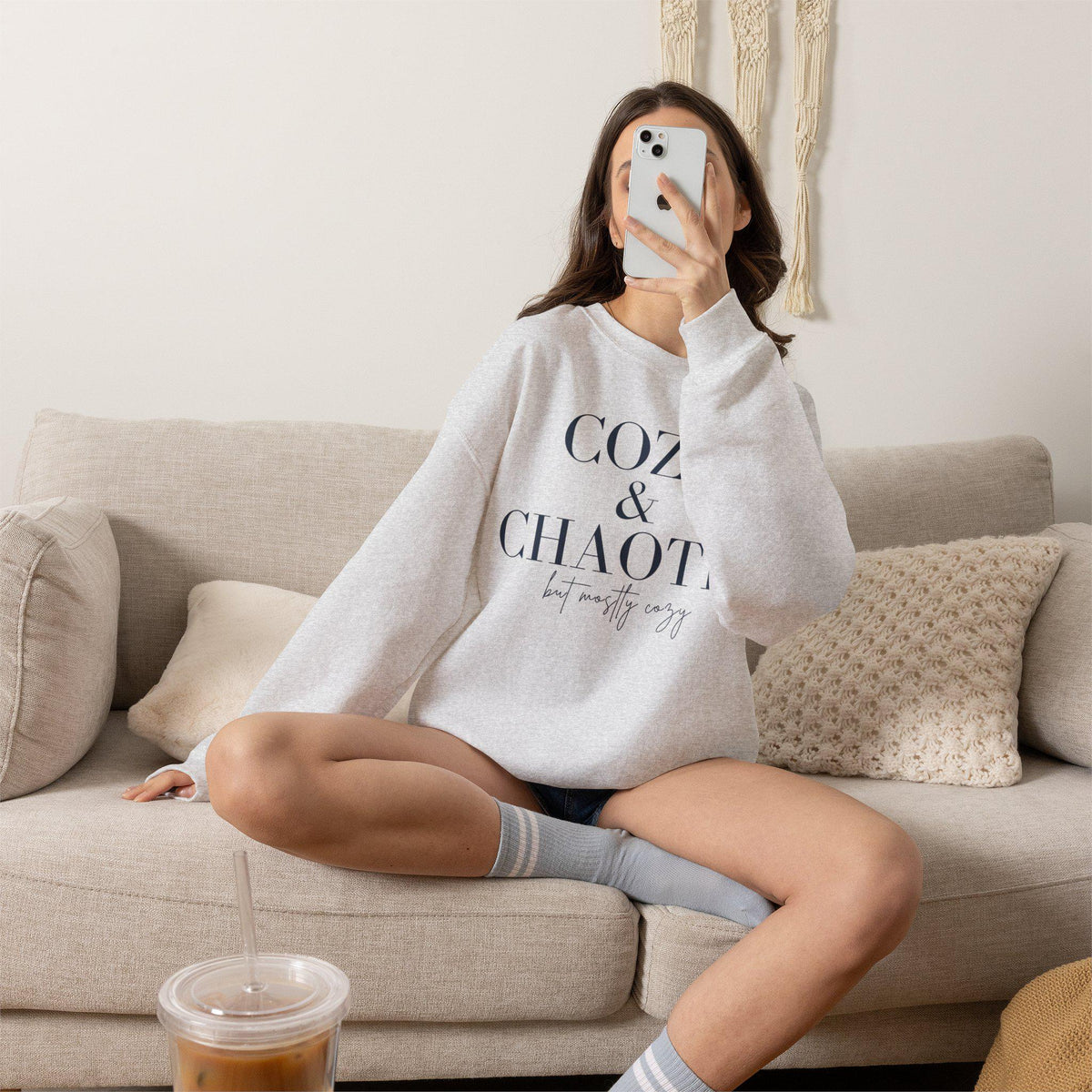 Cozy & Chaotic Crewneck Sweatshirt, Funny Mom Gift, Comfy Fall Pullover, Gift for Her