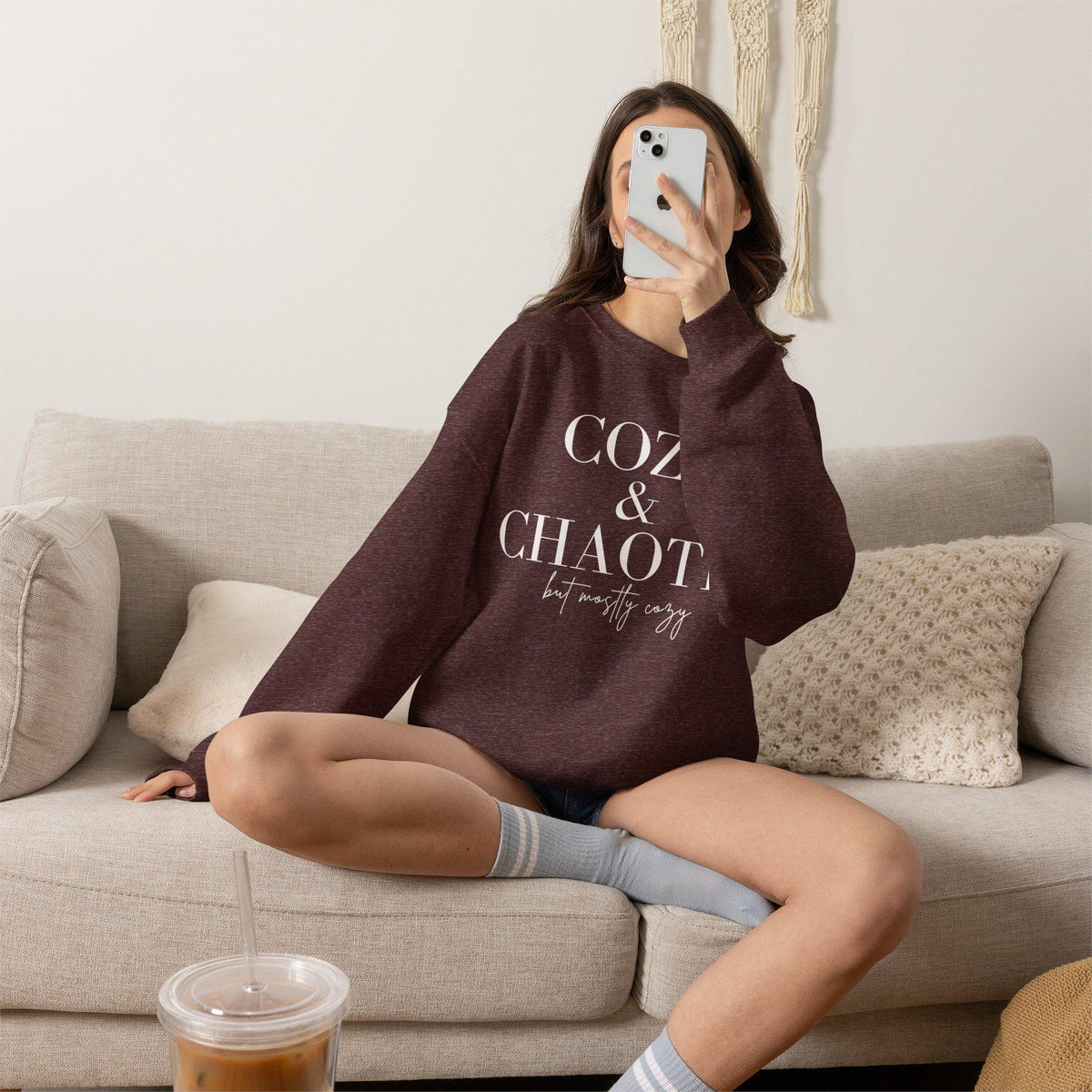 Cozy & Chaotic Crewneck Sweatshirt, Funny Mom Gift, Comfy Fall Pullover, Gift for Her