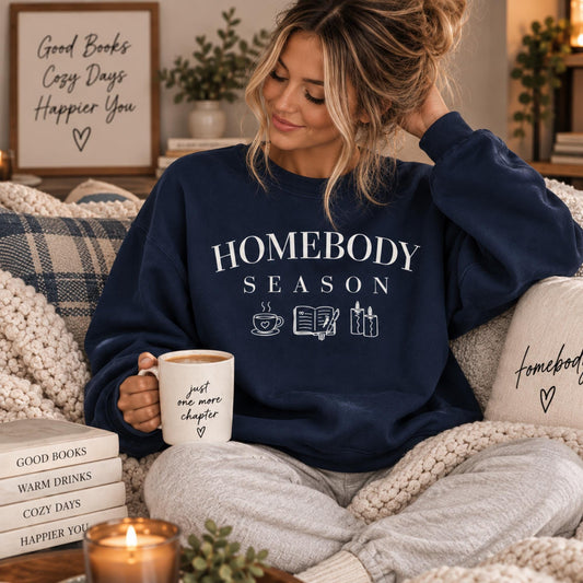 Homebody Season Sweatshirt, Cozy Reading Crewneck, Book Lover Gift