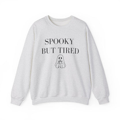 Spooky But Tired Crewneck, Ghost Coffee Sweatshirt, Halloween Crewneck