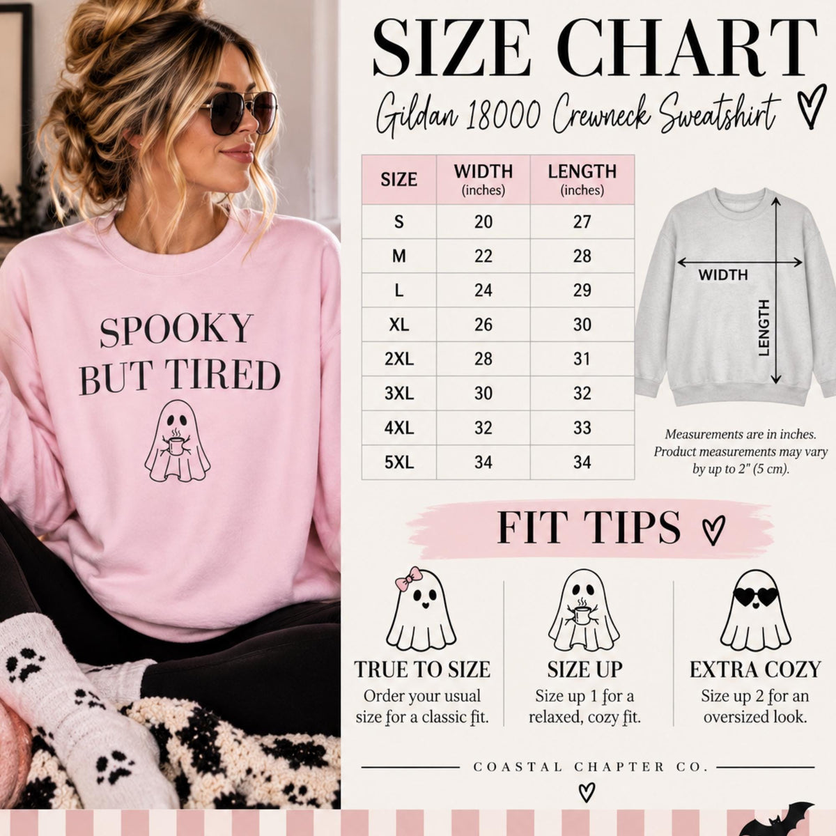 Spooky But Tired Crewneck, Ghost Coffee Sweatshirt, Halloween Crewneck