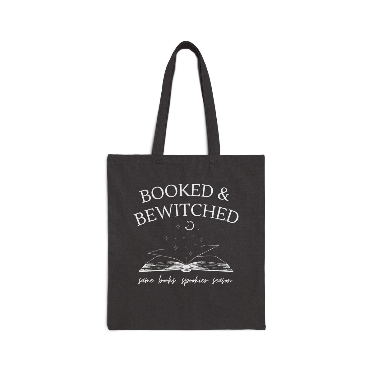 Booked & Bewitched Book Tote Bag, Fall Bookish Canvas Tote, Spooky Season Reader Bag