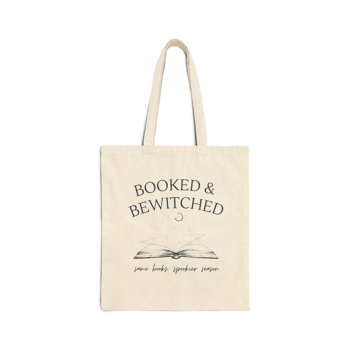 Booked & Bewitched Book Tote Bag, Fall Bookish Canvas Tote, Spooky Season Reader Bag
